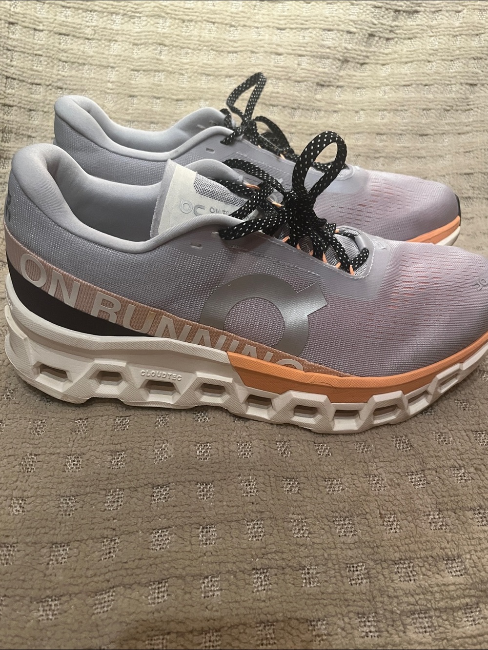 On Running men’s cloud, monster Running Shoes - Gray with Peach Accent